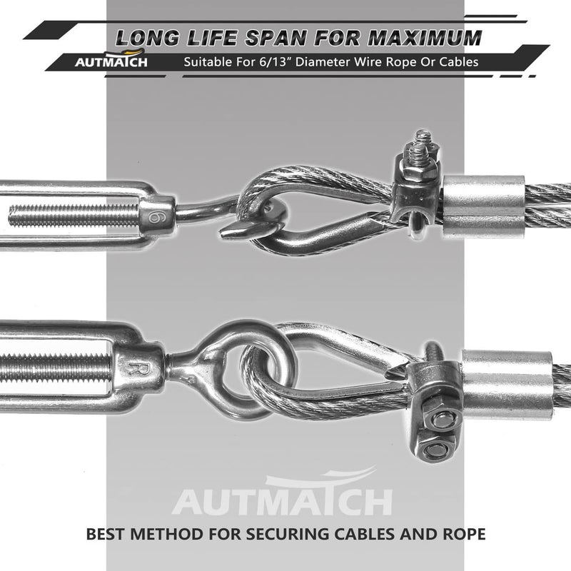 AUTMATCH M5 Wire Rope Cable Clip Clamp 3/16 Inch, 304 Stainless Steel U Bolt Saddle Fastener, 10 Pack - Image 4